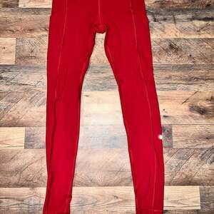 Lululemon Speed Tight II Floral Waistband Dark Red Leggings